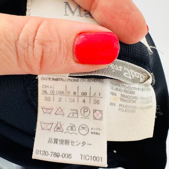 MaxMara Black Tailored Wide Leg Dress Trousers Pants Italy Wool Blend Size 2 - Picture 4 of 6